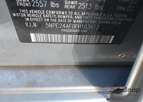 2015 Hyundai Sonata Se from USA, damaged, VIN 5NPE24AF0FH103473